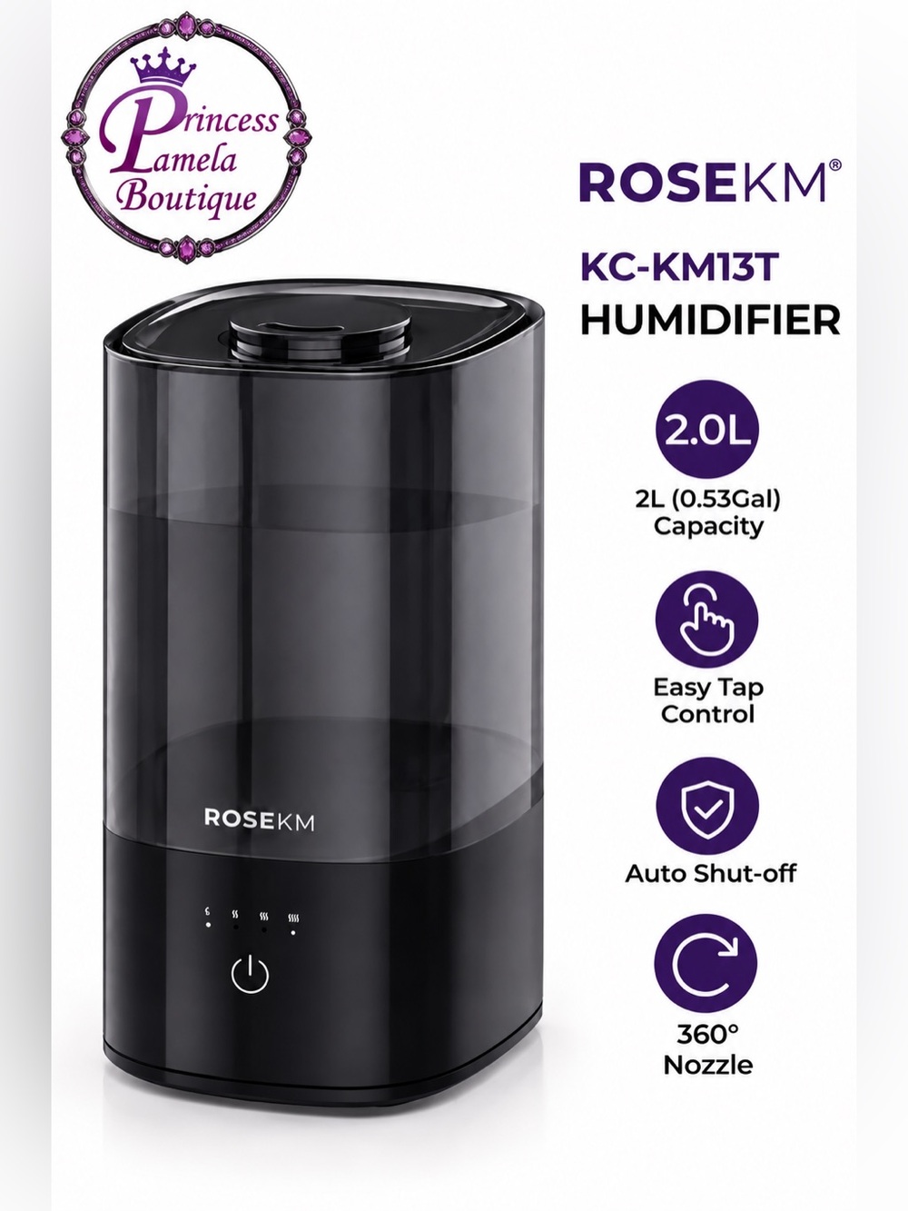 Pre-owned ROSEKM KC-KM13T 2.0L Cool Mist Humidifier